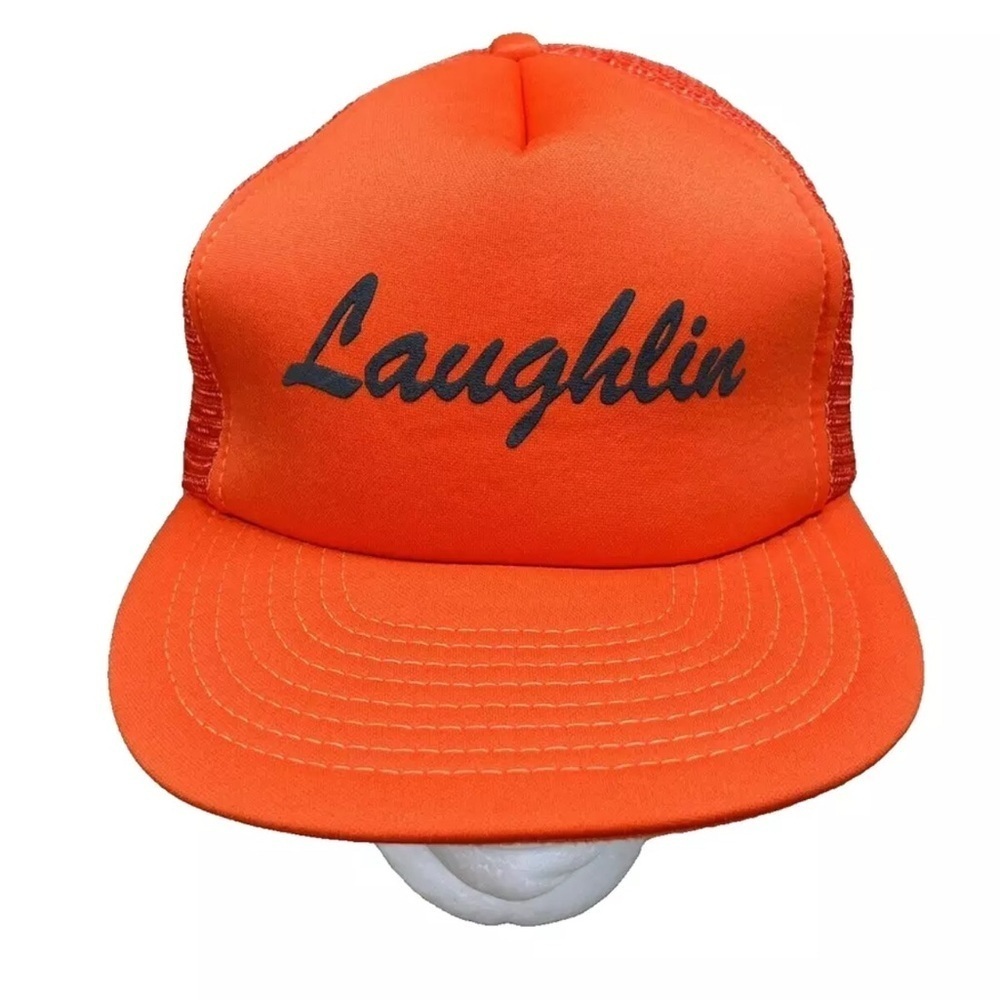 Vintage Laughlin Nevada Hat Cap Snap Back Orange Trucker Mesh Royal Pacific